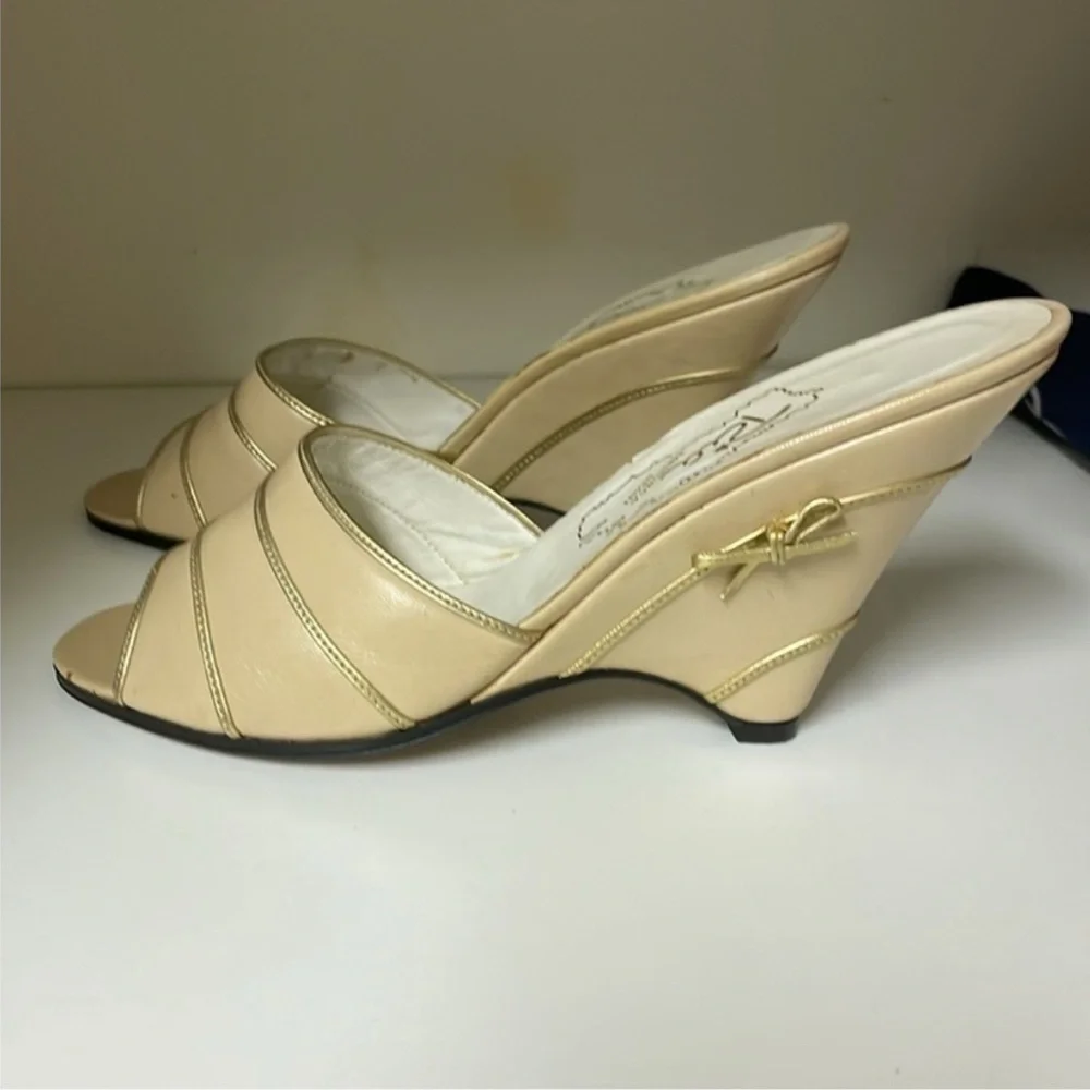 Ria Menorca Women’s Cream With Gold Wedge Heel